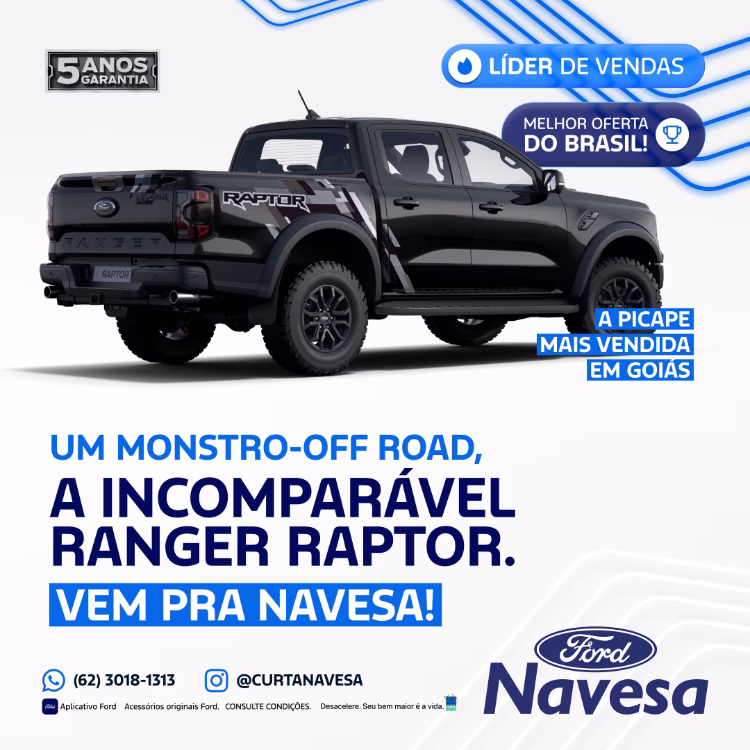 Ford Ranger Raptor 3.0 V6 Bi-Turbo Por apenas R$ 499.000