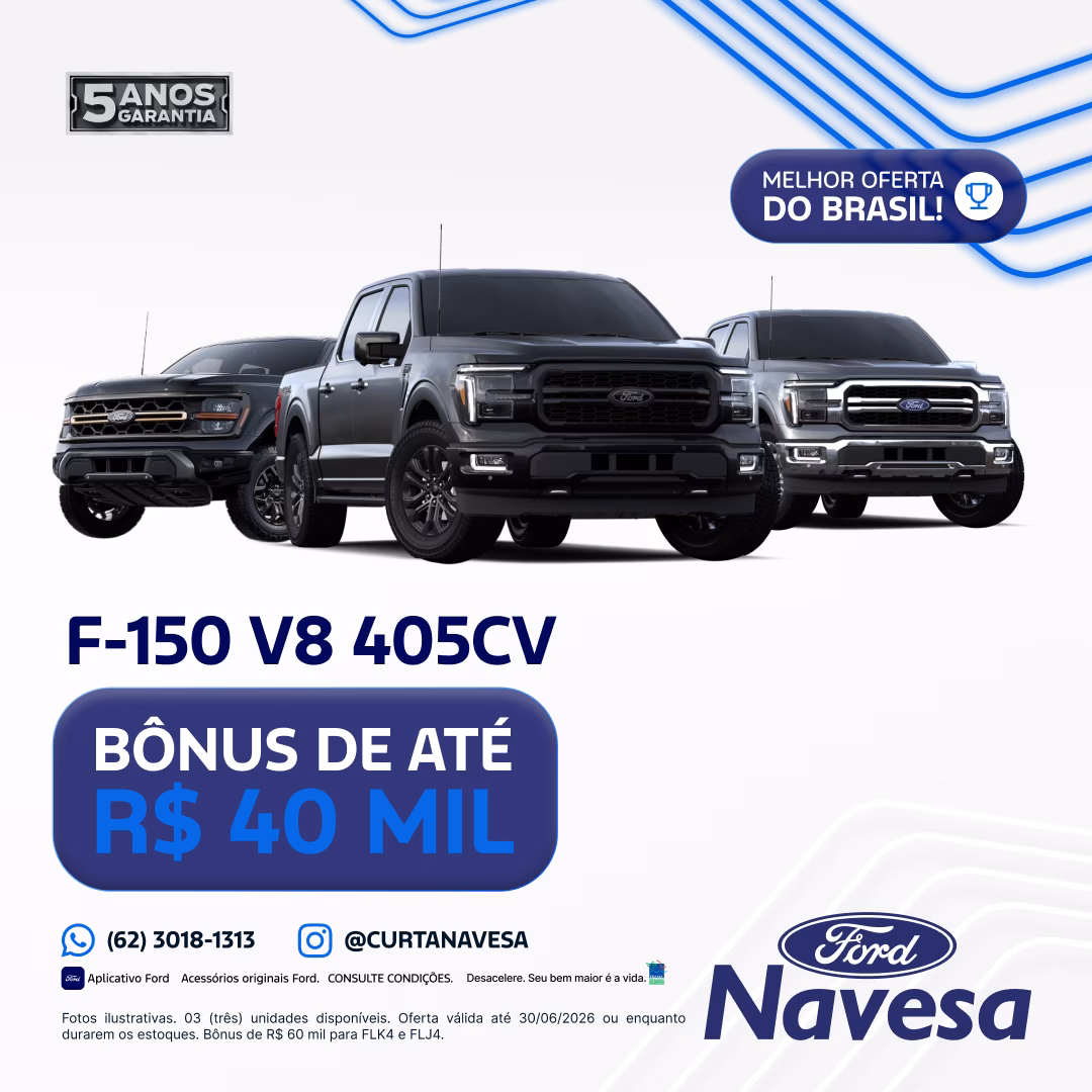 Ford F-150 5.0L V8 Até R$ 40 mil bônus